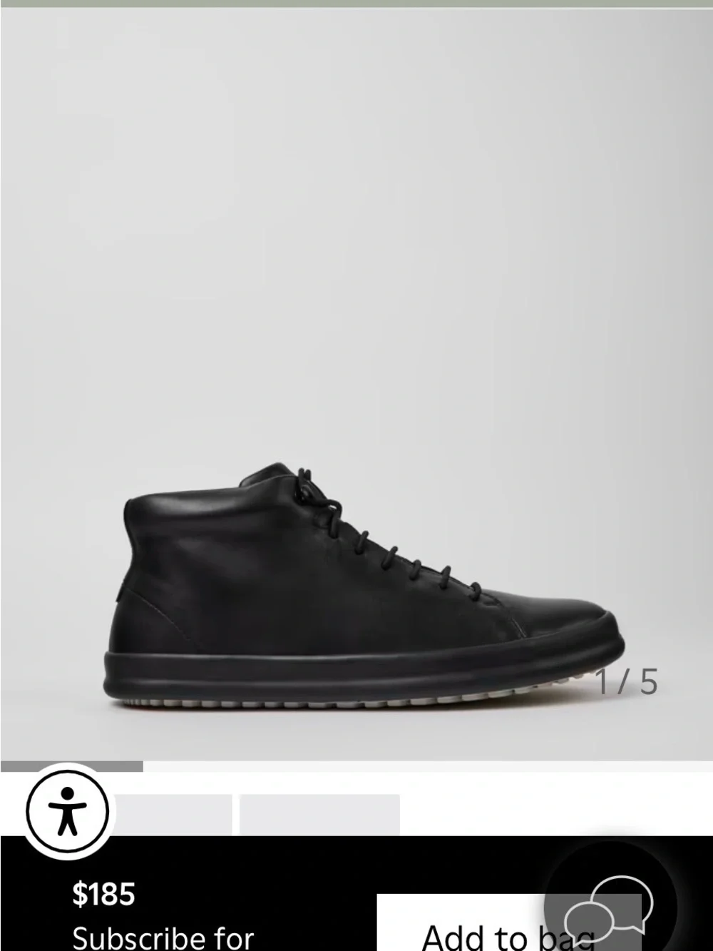 Camper Chasis men’s high-top sneakers / ankle boots in classic black leather.